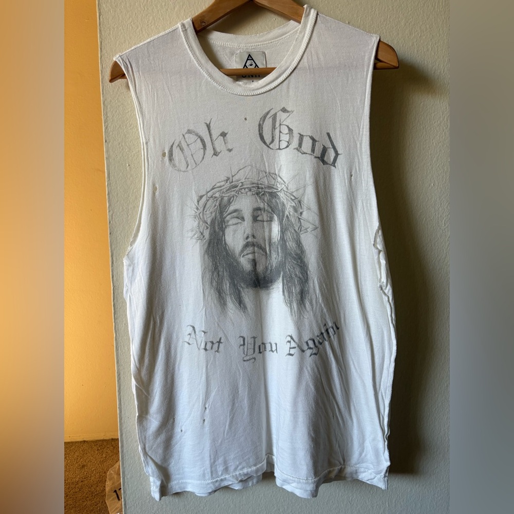 UNIF RARE Jesus Muscle Tee/Tank Top Size Small White